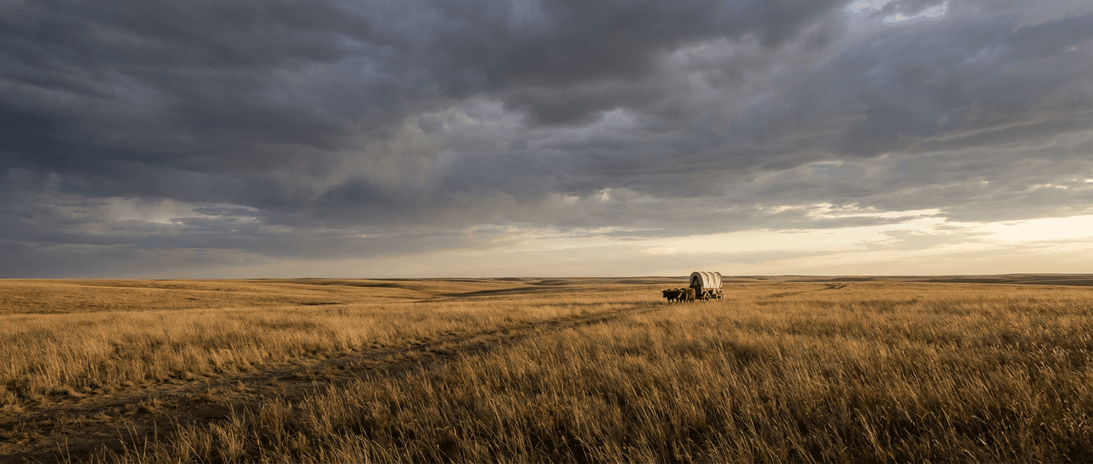 Endless prairie horizon representing the vastness of the American frontier