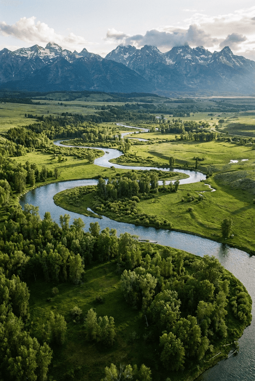 River valley vista connecting to the Montana landscape of Yellowstone